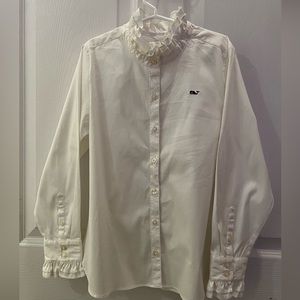 Girl’s Vineyard Vines White Long Sleeve Button Down Shirt Size 12